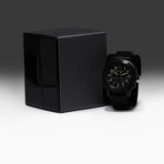 Emporio Armani Sportivo Chronograph Black Dial Black Leather Strap Watch for Men - AR6061