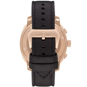 Emporio Armani Ruggero Chronograph Rose Gold Dial Black Leather Strap Watch for Men - AR6087