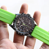 Emporio Armani Sports Analog Black Dial Green Rubber Strap Watch For Men - AR6115