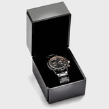 Emporio Armani Mario Ceramic Chronograph Black Dial Black Steel Strap Watch For Men - AR70002