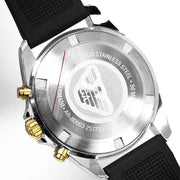 Emporio Armani Sigma Chronograph lack Dial Black Rubber Strap Watch For Men - AR80003