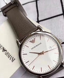 Emporio Armani Kappa Quartz White Dial Brown Leather Strap Watch For Men - AR80006