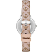 Emporio Armani Classic Kappa White Dial Brown Leather Strap Watch For Women - AR11009