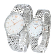 Emporio Armani Kappa Quartz White Dial Silver Steel Strap Watch For Men - AR80014
