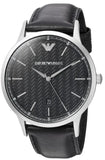 Emporio Armani Renato Analog Black Dial Black Leather Strap Watch For Men - AR8035