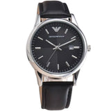 Emporio Armani Renato Analog Black Dial Black Leather Strap Watch For Men - AR8035