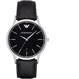 Emporio Armani Renato Analog Black Dial Black Leather Strap Watch For Men - AR8035