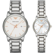 Emporio Armani Quartz White Dial Silver Steel Strap Watch For Men - AR90000