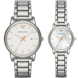 Emporio Armani Quartz White Dial Silver Steel Strap Watch For Men - AR90000