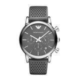 Emporio Armani Luigi Chronograph Quartz Grey Dial Grey Leather Strap Watch For Men - AR1735