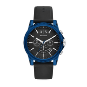 Armani Exchange Outerbanks Chronograph Black Dial Black Silicone Strap Watch For Men - AX1339