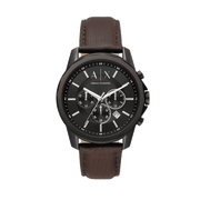 Armani Exchange Outerbanks Chronograph Black Dial Brown Leather Strap Watch For Men - AX1732
