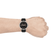 Armani Exchange Hampton Chronograph Black Dial Black Leather Strap Watch For Men - AX2101