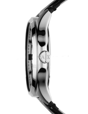 Armani Exchange Hampton Chronograph Black Dial Black Leather Strap Watch For Men - AX2101