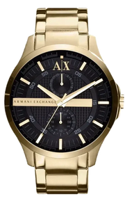 Armani Exchange Hampton Chronograph Black Dial Gold Steel Strap Watch For Men - AX2122
