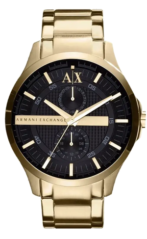 Armani Exchange Hampton Chronograph Black Dial Gold Steel Strap Watch For Men - AX2122