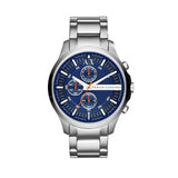 Armani Exchange Hampton Chronograph Blue Dial Silver Steel Strap Watch For Men - AX2155