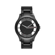 Armani Exchange Hampton Chronograph Black Dial Black Steel Strap Watch For Men - AX2189