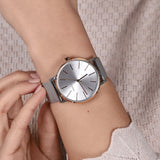 Armani Exchange Lola Analog White Dial Silver Mesh Strap Watch For Women - AX5537