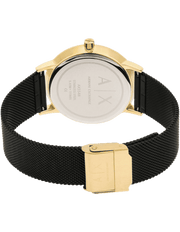 Armani Exchange Lola Three Hand Black Dial Black Mesh Strap Watch For Women - AX5548