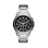 Armani Exchange Drexler Chronograph Black Dial Silver Steel Strap Watch for Men - AX2600