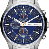 Armani Exchange Hampton Chronograph Blue Dial Silver Steel Strap Watch For Men - AX2155