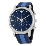 Emporio Armani Luigi Chronograph Quartz Blue Dial Blue Nylon Strap Watch For Men - AR1949