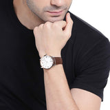 Emporio Armani Giovanni Quartz White Dial Brown Leather Strap Watch For Men - AR11211