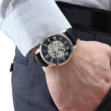 Fossil Townsman Skeleton Black Dial Black Leather Strap Watch for Men - ME3153