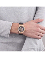 Maserati Potenza Automatic Rose Gold Dial Black Leather Strap Watch For Men - R8821108002