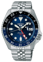 Seiko 5 Sports GMT SKX Automatic Blueberry Dial Silver Steel Strap Watch For Men - SSK003K1