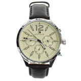 Tommy Hilfiger Gavin Chronograph White Dial Brown Leather Strap Watch for Men - 1791467