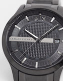 Armani Exchange Hampton Chronograph Black Dial Black Steel Strap Watch For Men - AX2104