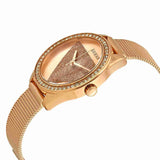 Guess Tri Glitz Quartz Diamonds Rose Gold Dial Rose Gold Mesh Bracelet Watch For Women - W1142L4