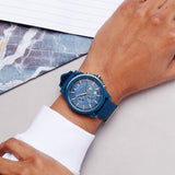 Armani Exchange Outerbanks Chronograph Blue Dial Blue Silicone Strap Watch For Men - AX1327