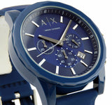 Armani Exchange Outerbanks Chronograph Blue Dial Blue Silicone Strap Watch For Men - AX1327