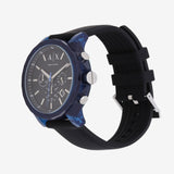 Armani Exchange Outerbanks Chronograph Black Dial Black Silicone Strap Watch For Men - AX1339