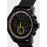 Armani Exchange Outerbanks Chronograph Black Dial Black Silicone Strap Watch For Men - AX1343