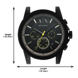 Armani Exchange Outerbanks Chronograph Black Dial Black Silicone Strap Watch For Men - AX1343