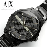 Armani Exchange Hampton Chronograph Black Dial Black Steel Strap Watch For Men - AX2104