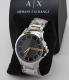 Armani Exchange Hampton Chronograph Skeleton Black Dial Silver Steel Strap Watch For Men - AX2199