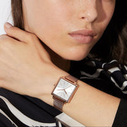 Armani Exchange Lola Quartz Silver Dial Rose Gold Mesh Strap Watch For Women - AX5802