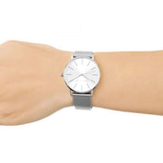 Armani Exchange Lola Analog Silver Dial Silver Mesh Strap Watch For Women - AX5535