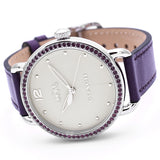 Coach Delancey White Dial Purple Leather Strap Watch for Women - 14502886