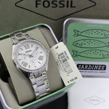 Fossil Cecile Chronograph Silver Dial Silver Steel Strap Watch for Women - AM4481