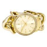 Michael Kors Nini Three Hand Gold Dial Gold Steel Strap Watch For Women - MK3235