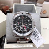 Michael Kors Brecken Chronograph Quartz Black Dial Silver Steel Strap Watch For Men - MK8438