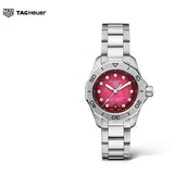 Tag Heuer Aquaracer Professional 200 Automatic Diamond Ruby Red Dial Silver Steel Strap Watch for Women - WBP2414.BA0622