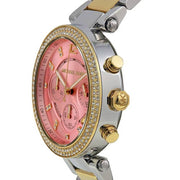 Michael Kors Parker Pink Dial Two Tone Steel Strap Watch for Women - MK6140