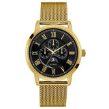Guess Delancy Black Dial Gold Mesh Bracelet Watch for Men - W0871G2